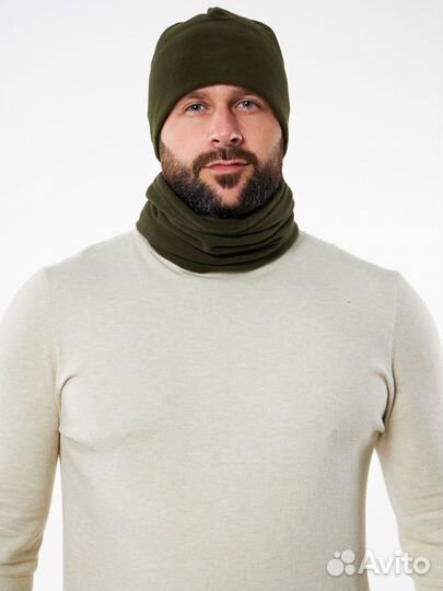 Шапка со снудом флисовая зимняя осенняя Комплект