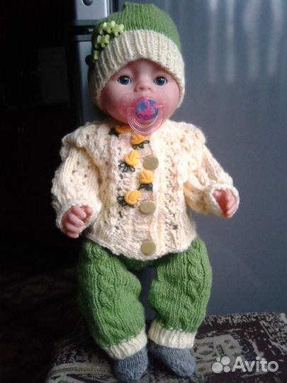 Вязаный комплект одежды для пупса Бэби Бон, 43 см