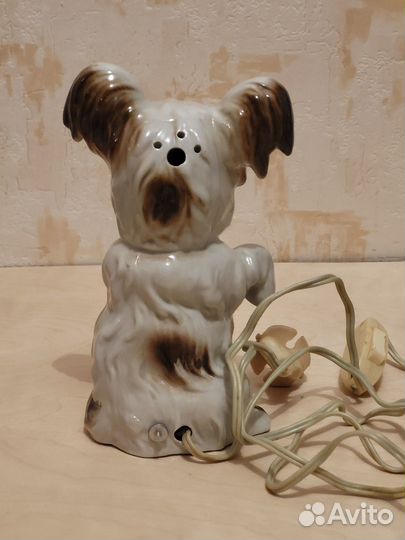 Фарфоровый светильник. Германия.Собака.Скай-терьер