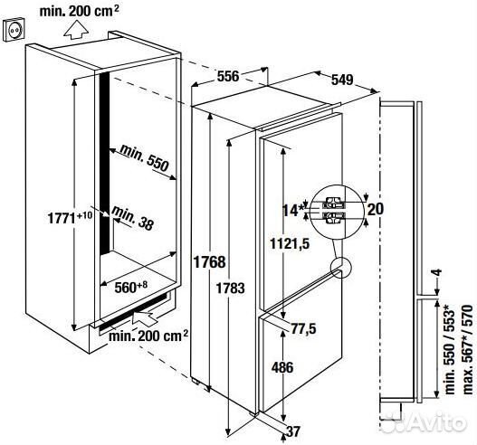 Встраиваемый холодильник Kuppersbusch fkgf 8800.1