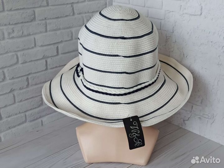 Шляпа женская летняя в белая полоску