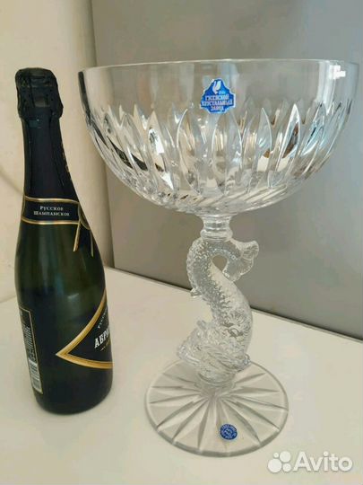 Ваза на ножке, фруктовница хрустальная