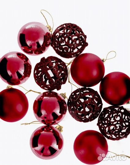 Новогодние игрушки шары на елку набор 12 штук