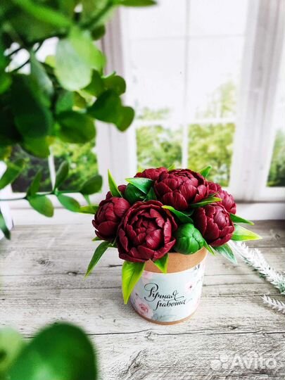 Букет пионов из мыла