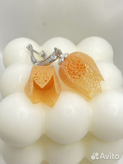 Серьги физалис