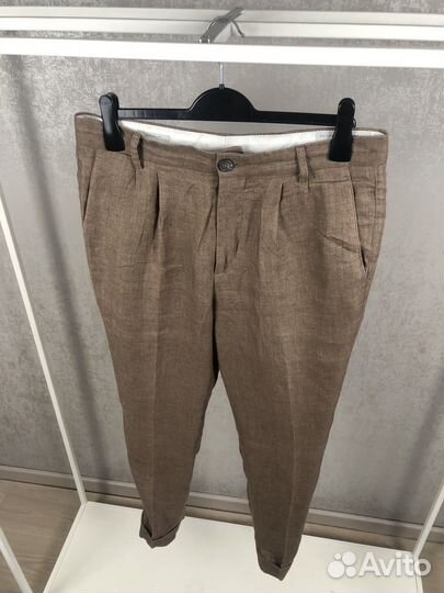 Брюки/штаны из льна Brunello Cucinelli Leisure fit