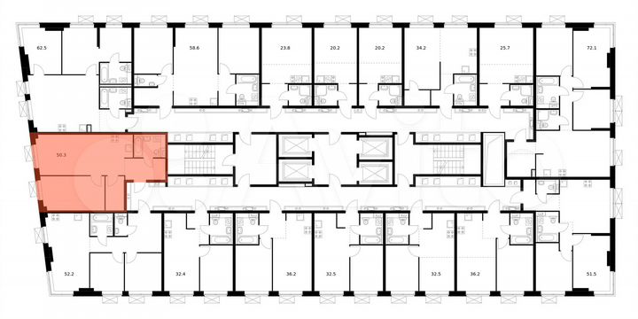 1-к. квартира, 50,3 м², 25/33 эт.