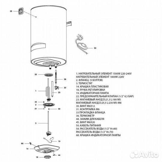 Водонагреватель накопит. Ariston ABS PRO на 65л