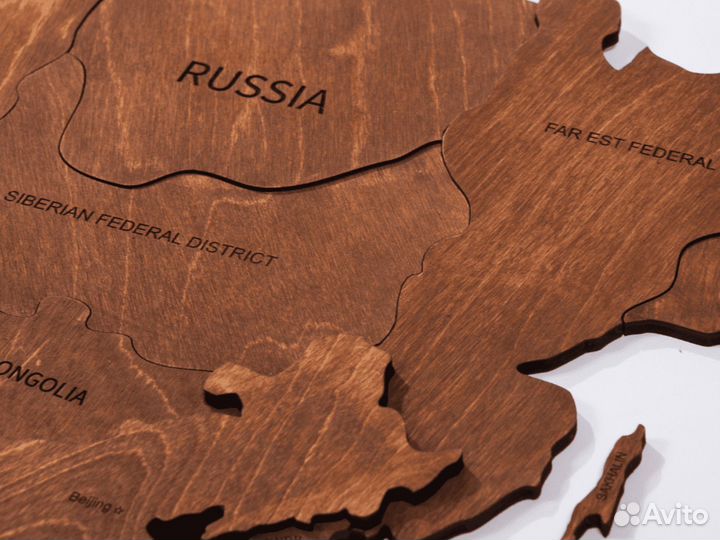 Деревянная карта мира ручной работы