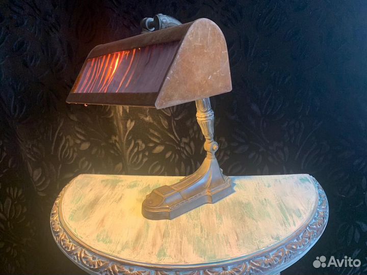 Антикварная настольная лампа Banker. Германия