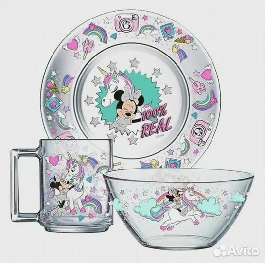 Детская посуда Минни Маус и единорог