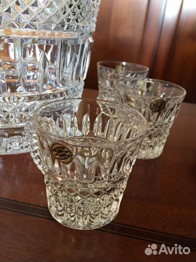 Крюшонница + 6шт кружки.Bohemia. Хрусталь
