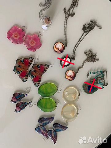 Украшения серьги - крылья бабочки, кулоны