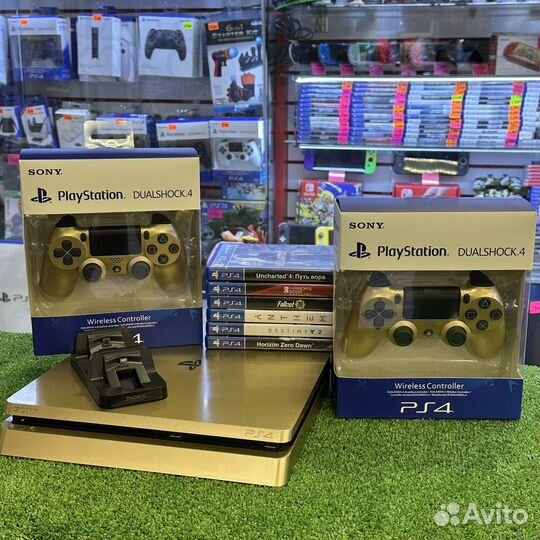Sony Ps4 slim Gold 6 игр + 2 геймпада