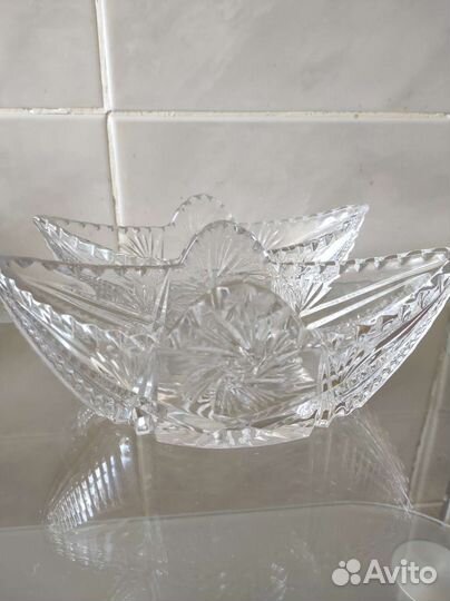 Вазы-ладьи,хрусталь СССР. Состояние новых