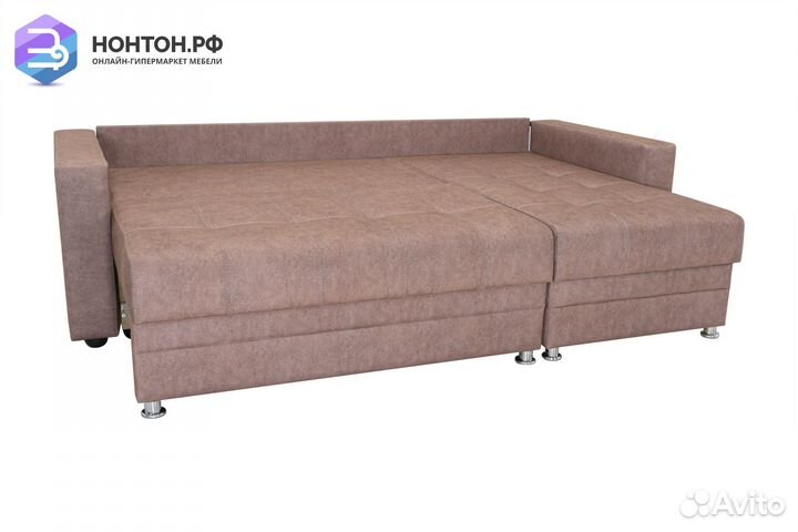 Диван угловой тик-так Гамбург коричневый