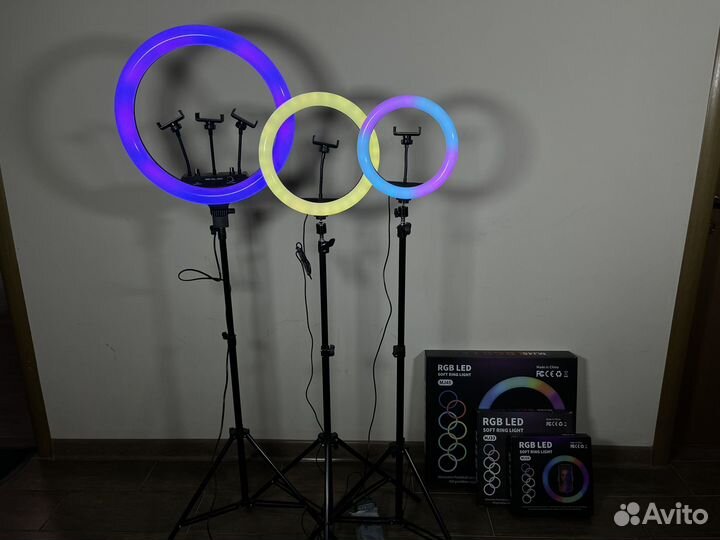 Кольцевая лампа цветная ргб RGB / 26 33 45 см