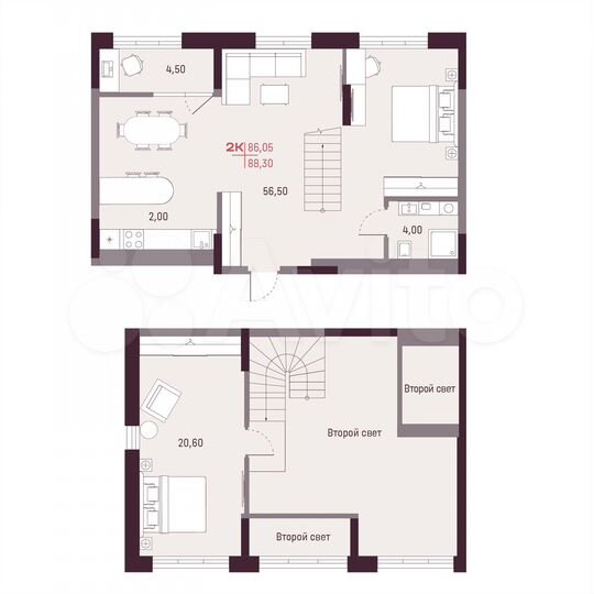 2-к. квартира, 86,1 м², 16/25 эт.