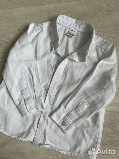 Рубашка белая для мальчика 9-12 месяцев