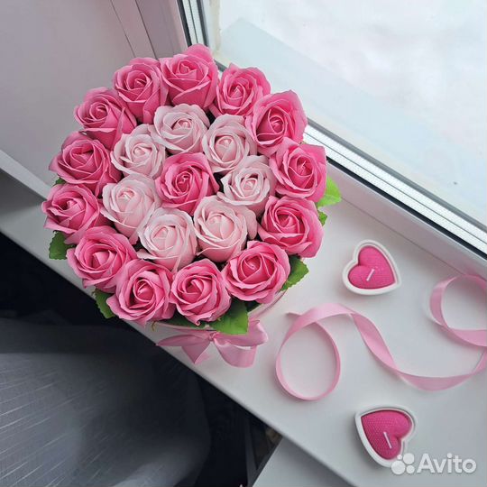 Композиция из 21 мыльной розы (handmade, новая)