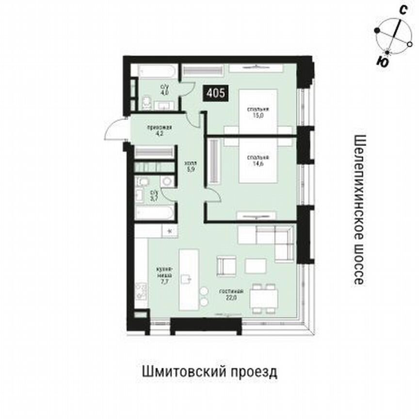 2-к. квартира, 79 м², 8/36 эт.
