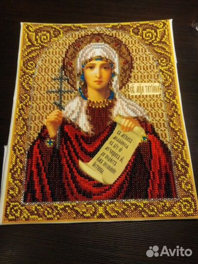 Святая Татьяна. Икона вышитая бисером