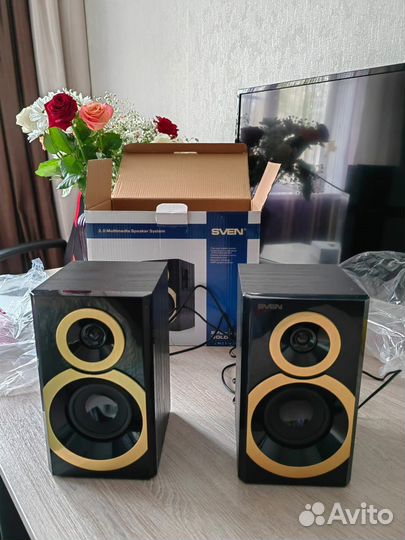 Колонки sven SPS-619, черный-золотой