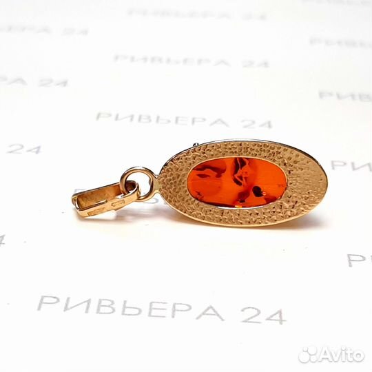Золотая подвеска с янтарем СССР 585 пробы 2.74 грамм