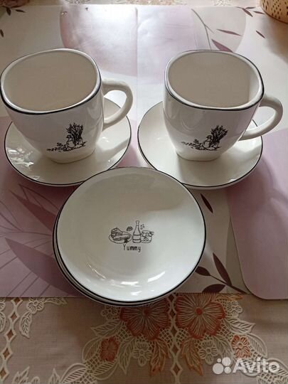 Кофейная пара с соусницами (кружки и блюдца)