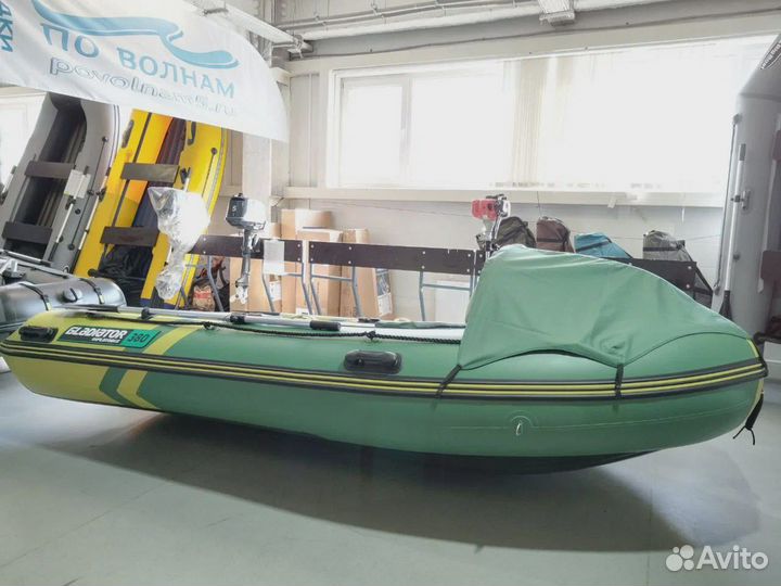 Лодка Gladiator E 380 PRO; зелено-оливковая