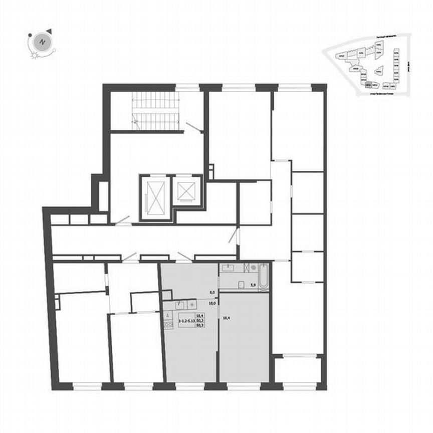 1-к. квартира, 50,3 м², 4/9 эт.