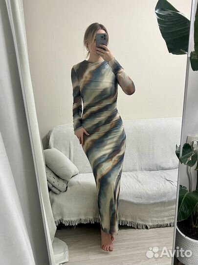 Новое платье-сетка с разводами на высокий рост, ве