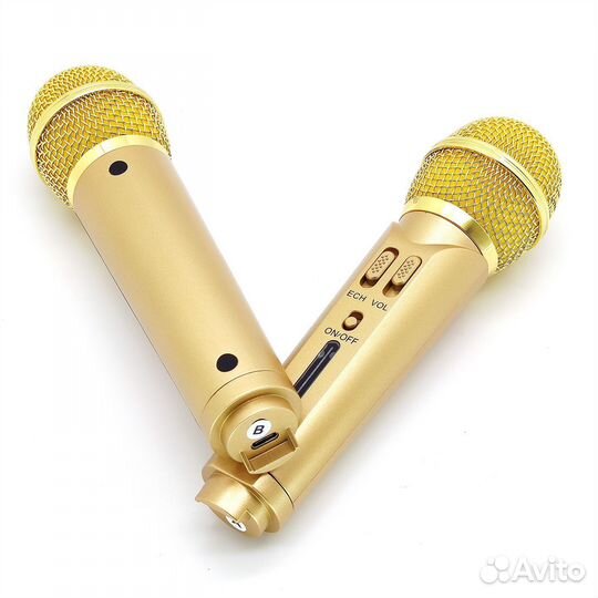 Караоке система Орбита OT-ERM09 золотая, 2 микрофо