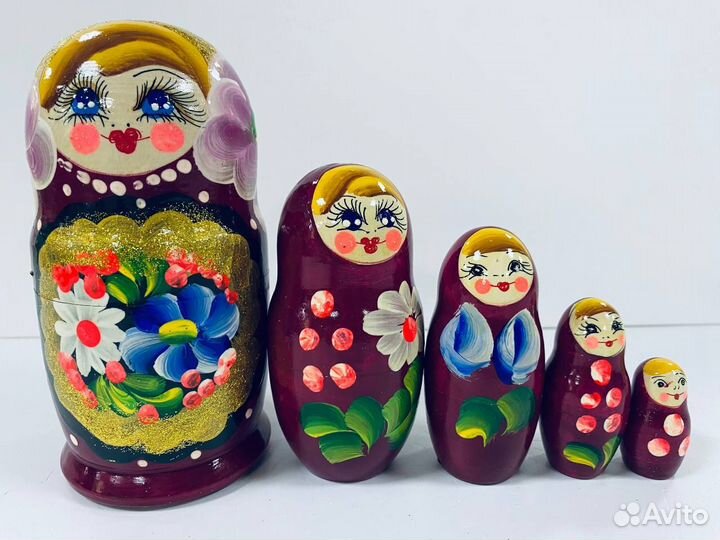 Матрешка 5 мест. Дерево, ручная роспись