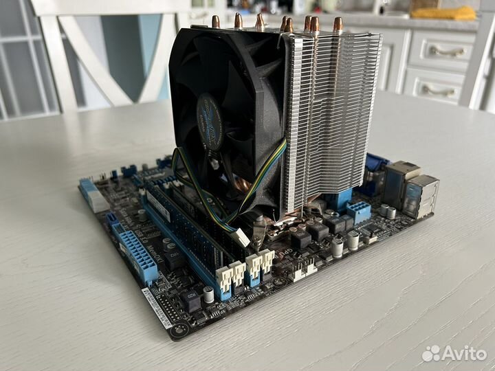Комплект: Материнская плата, кулер и проц, озу