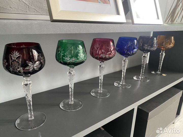 Хрустальные бокалы цветные гдр