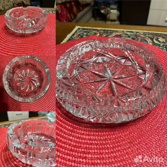 Хрустальные пепельницы Богемия, Чехия 2 шт