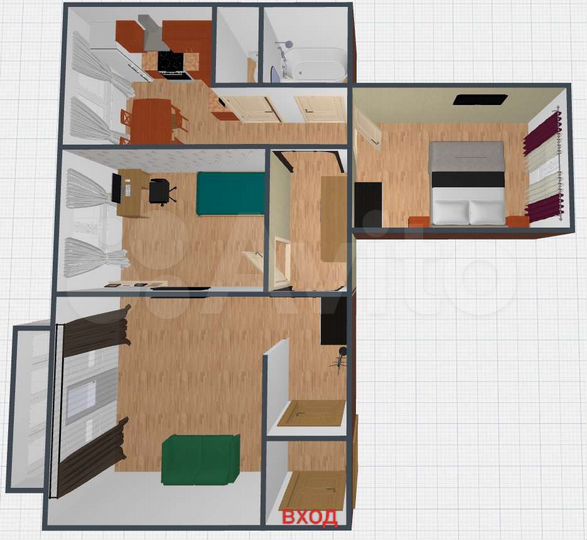 3-к. квартира, 67 м², 3/9 эт.