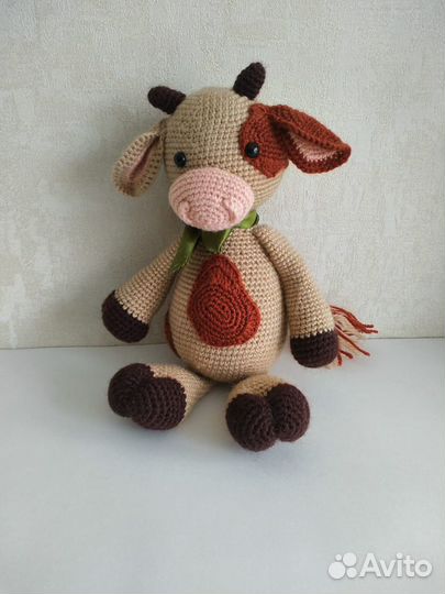 Игрушки вязаные - Коровка, Жираф,Мишка, Крокодил