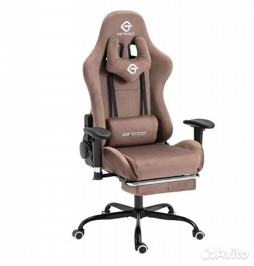 Игровое компьютерное кресло с подставкой для ног