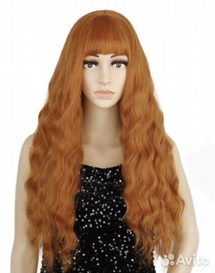 Рыжий парик кудрявый длинный