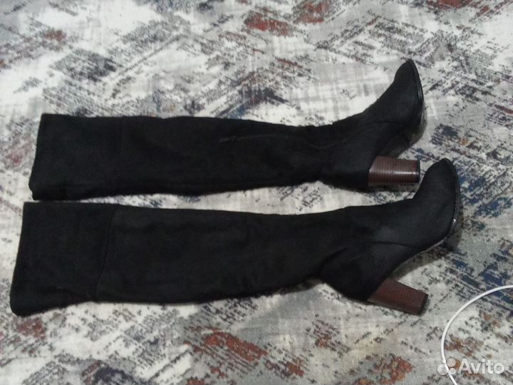 Сапоги искусственная замша, утепленные