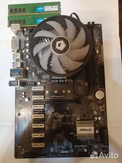 Материнская плата ASRock H110 Pro BTC + 2 шт