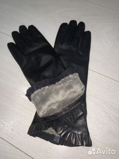 Перчатки женские кожаные зимние