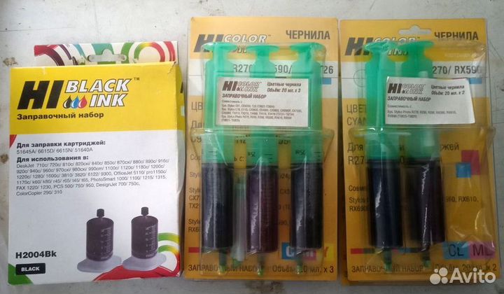 Чернила, заправочные наборы струйных картриджей