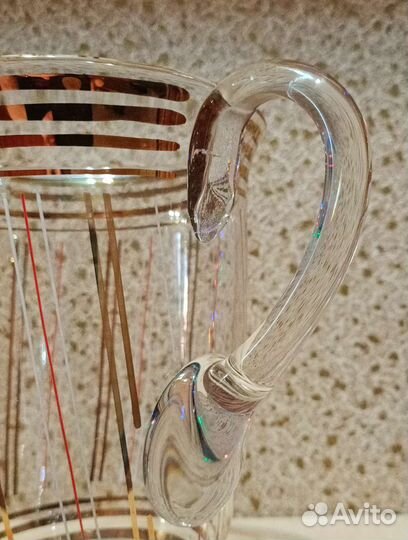 Графин с шестью бокалами богемское стекло Винтаж