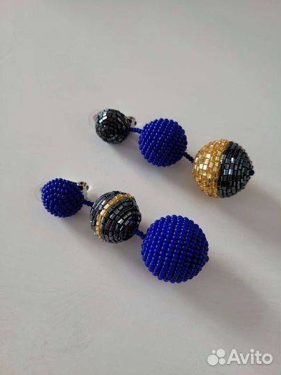 Серьги бон-бон из бисера ручная работа