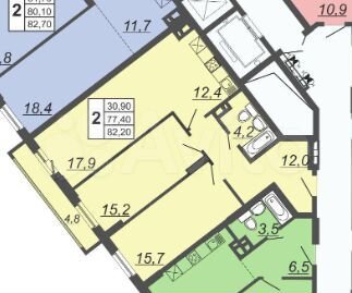 3-к. квартира, 82,2 м², 14/22 эт.