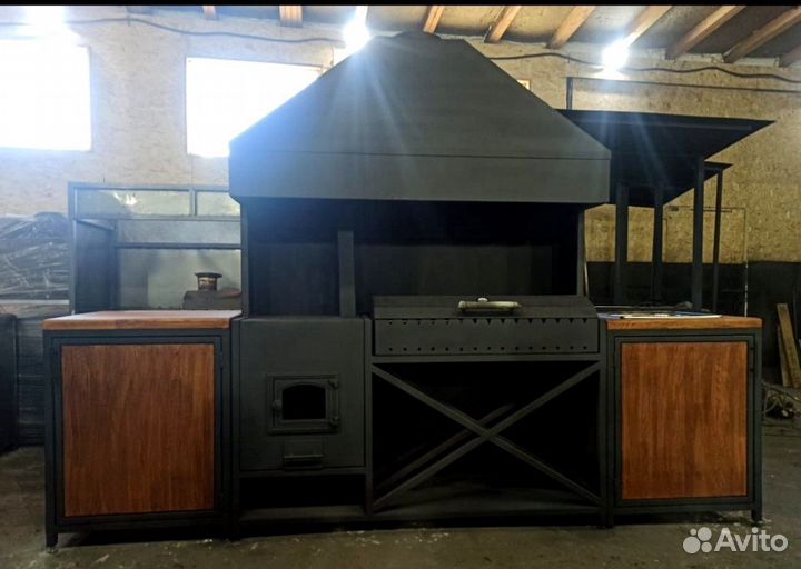 Мангальная зона с печью под казан