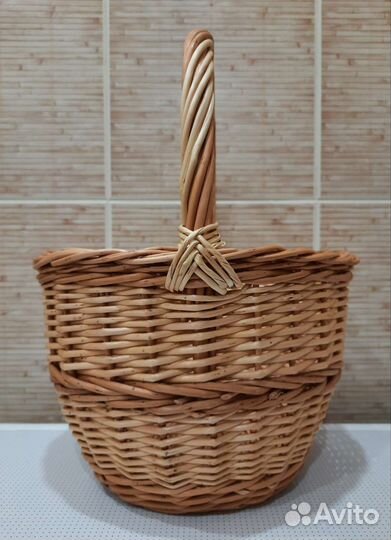 Корзина плетёная, из ивы, круглая, 3-4 л